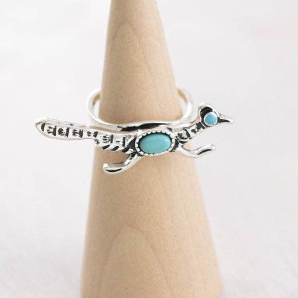 Roadrunner Cuff Ring – Turquoise Color & Silver Tone